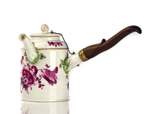 A MEISSEN CYLINDRICAL CHOCOLATE POT