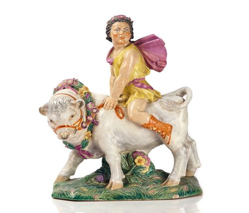 CHARLES VYSE ( 1882-1971) `THE BULL' , A CHELSEA POTTERY FIGURE GROUP