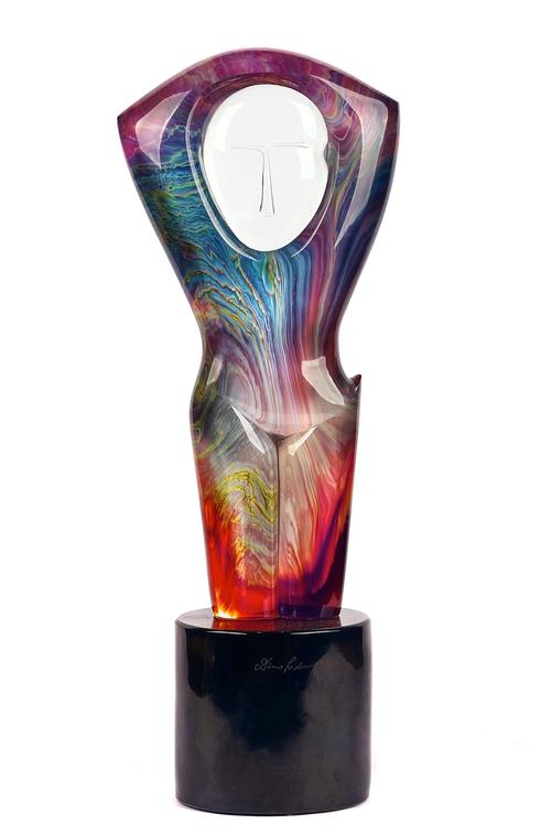 DINO ROSIN ( ITALIAN, BORN 1948) A MURANO CALCEDONIA GLASS SCULPTURE
