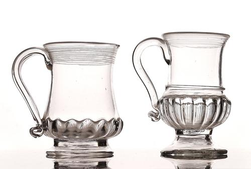 TWO SMALL ENGLISH GLASS MUGS