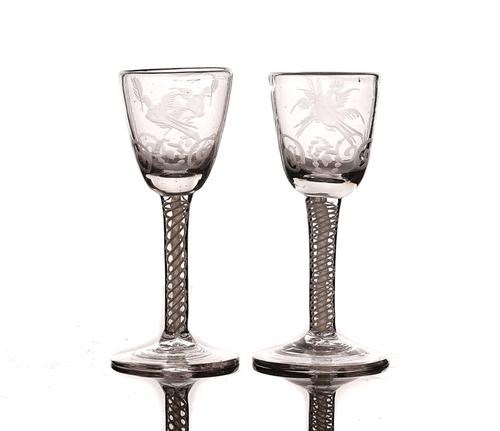 TWO CONTINENTAL OPAQUE TWIST WINE GLASSES