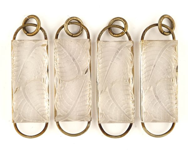 FOUR LALIQUE `DEUX CHARMES' SUSPENSION PLAQUES