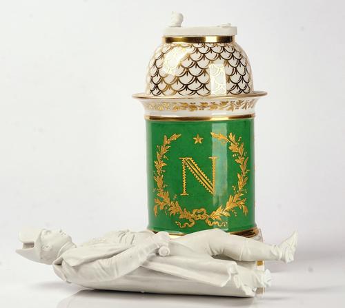 A TALL JACOB PETIT BISCUIT FIGURE OF NAPOLEON