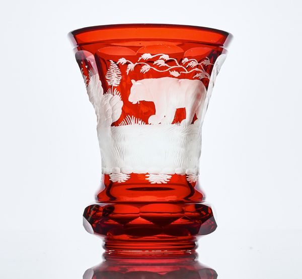 A BOHEMIAN RUBY-STAINED GLASS BEAKER