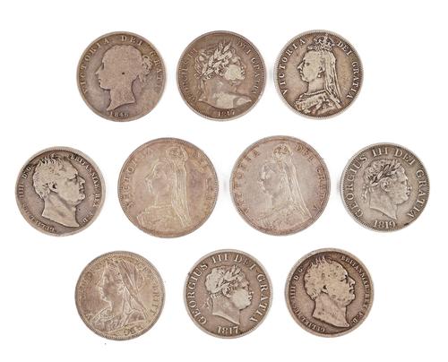 A GROUP OF PRE-1920 SILVER COINS (10)