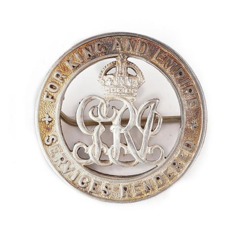 A FIRST WORLD WAR PERIOD SILVER DISCHARGE BROOCH BADGE