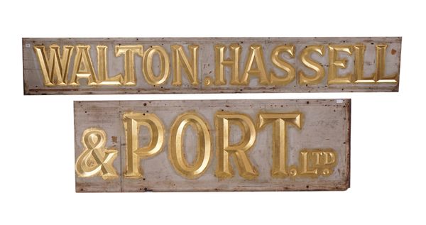 A LARGE SHOP SIGN ‘WALTON HASSELL & PORT LTD’