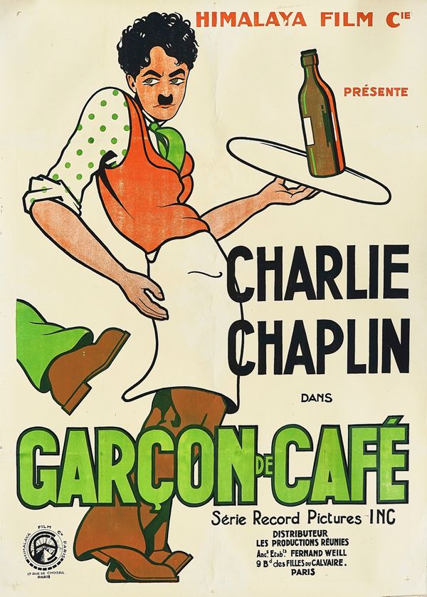 FILM POSTER; CAUGHT IN CABARET/GARCON DE CAFE STARRING CHARLIE CHAPLIN