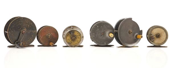 FLY FISHING INTEREST; A GROUP OF SIX REELS, INCLUDING A LATE VICTORIAN CHEVALIER, BOWNESS AND SON SALMON REEL AND A HARDY’S REEL