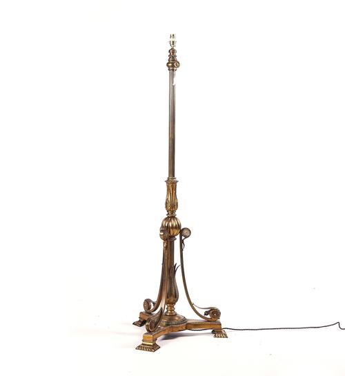 A FRENCH GILT BRONZE FLOOR STANDING LIGHT