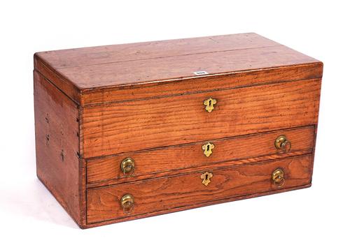 A GEORGE III RECTANGULAR OAK BOX