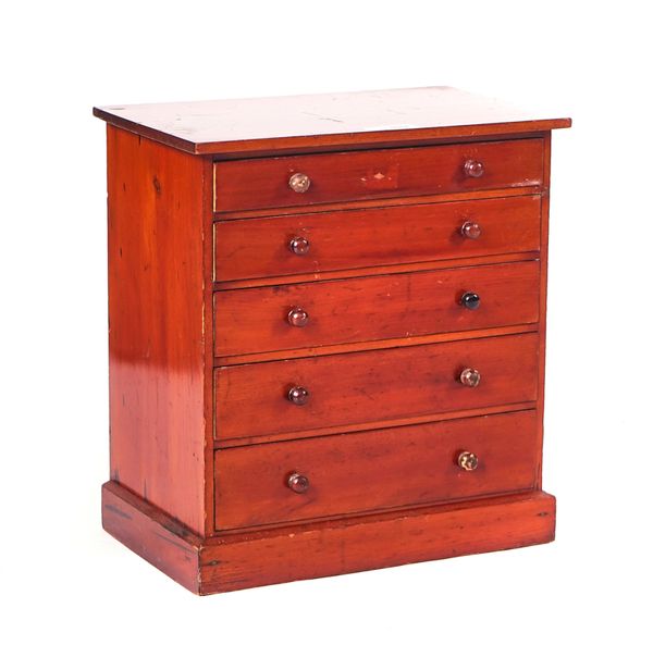 A 19TH CENTURY MAHOGANY MINIATURE CHEST OR COLLECTOR’S CABINET
