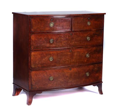 A REGENCY MAHOGANY BOWFRONT CHEST
