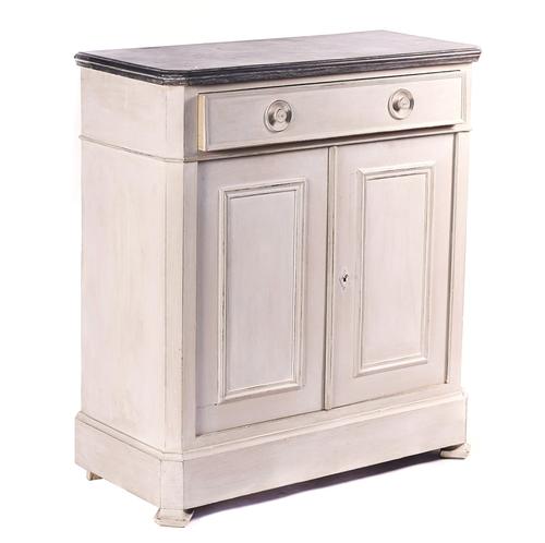 A 19TH CENTURY FRENCH LATER PAINTED SIDE CABINET