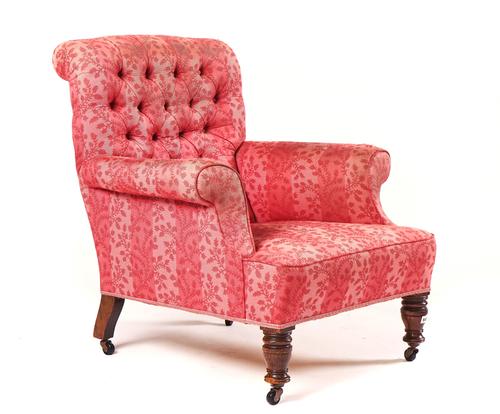 A BUTTON-BACK EASY ARMCHAIR