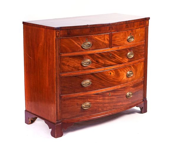 A REGENCY INLAID MAHOGANY BOWFRONT CHEST