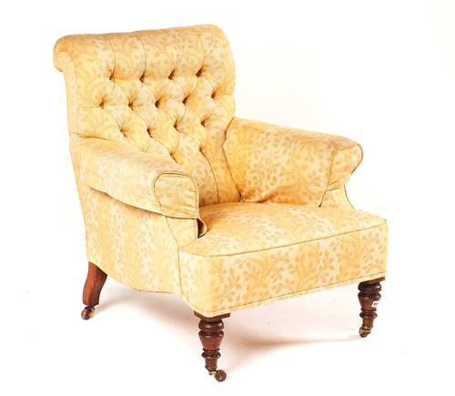 A VICTORIAN BUTTON-BACK EASY ARMCHAIR