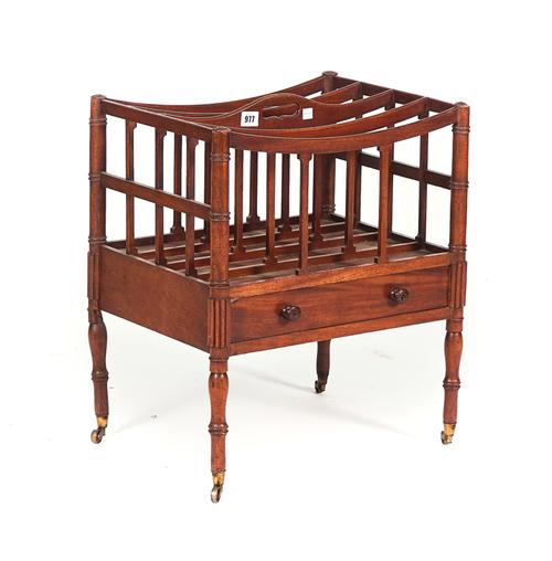 A 19TH CENTURY MAHOGANY FOUR DIVISION CANTERBURY