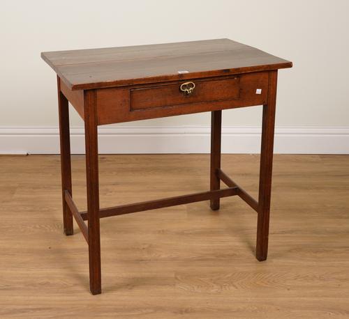 AN 18TH CENTURY AND LATER OAK SINGLE DRAWER TABLE