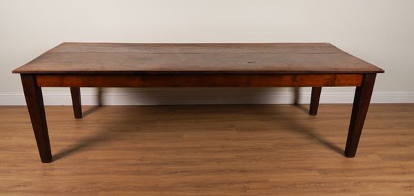 A FRENCH OAK AND FRUITWOOD PLANK TOP KITCHEN TABLE