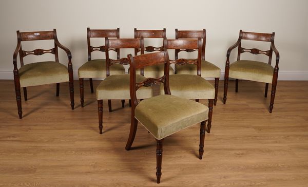 A SET OF EIGHT GEORGE IV MAHOGANY FRAMED DINING CHAIRS