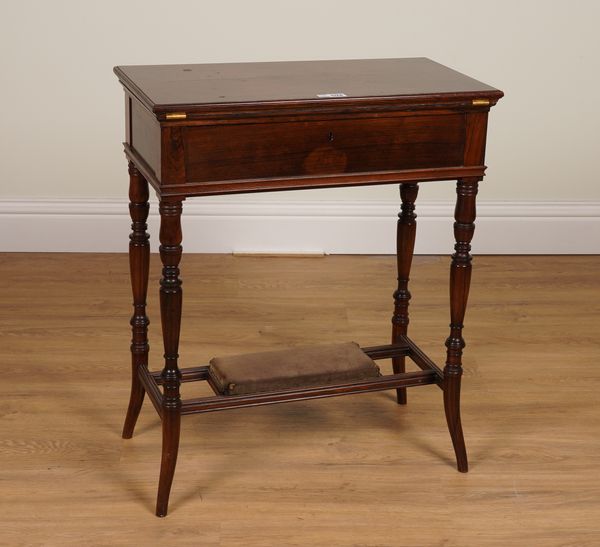 A UNUSUAL LATE 19TH CENTURY ROSEWOOD WRITING TABLE