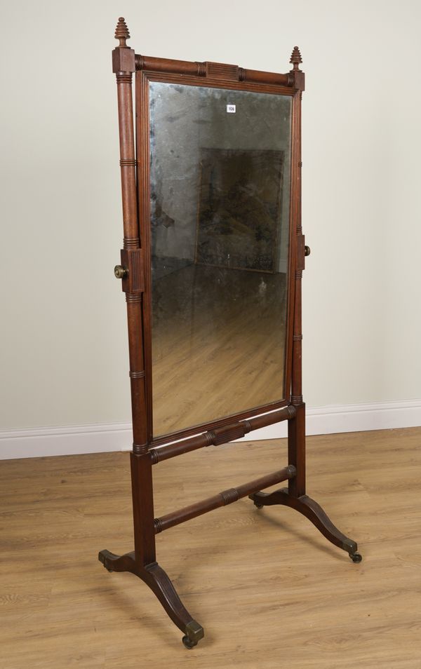 A REGENCY MAHOGANY CHEVAL MIRROR