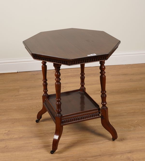 JAS SHOOLBRED AND CO; A 19TH CENTURY WALNUT OCTAGONAL TABLE