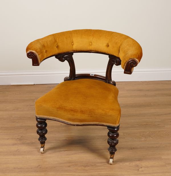 A VICTORIAN MAHOGANY FRAMED TUB BACK DESK CHAIR