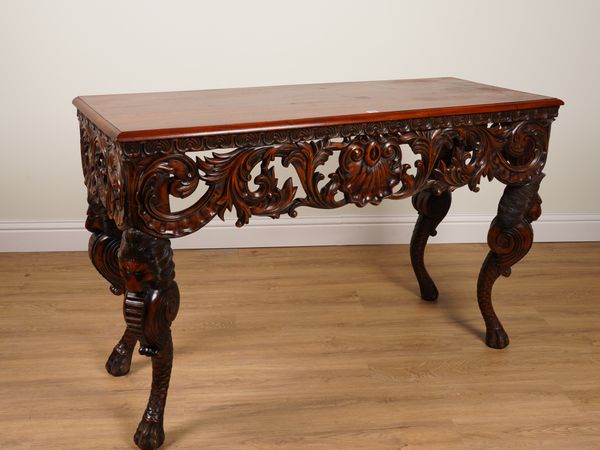 A HARDWOOD RECTANGULAR CONSOLE TABLE