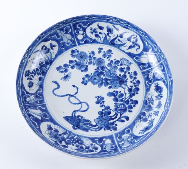 A CHINESE BLUE AND WHITE DISH