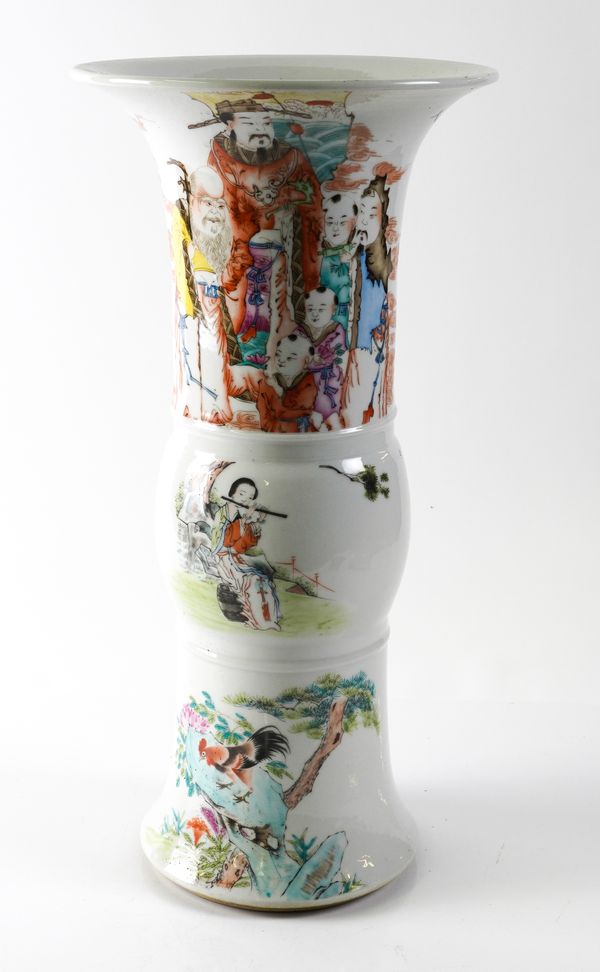 A CHINESE FAMILLE-ROSE GU-SHAPED VASE