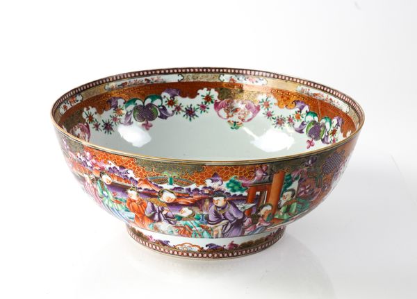 A CHINESE MANDARIN PALETTE PUNCH BOWL