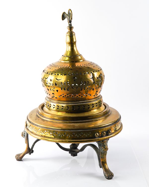 A LARGE TURKISH BRASS BRAZIER