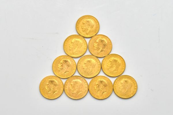 TEN GEORGE V SOVEREIGNS VARIOUS DATES  (10)