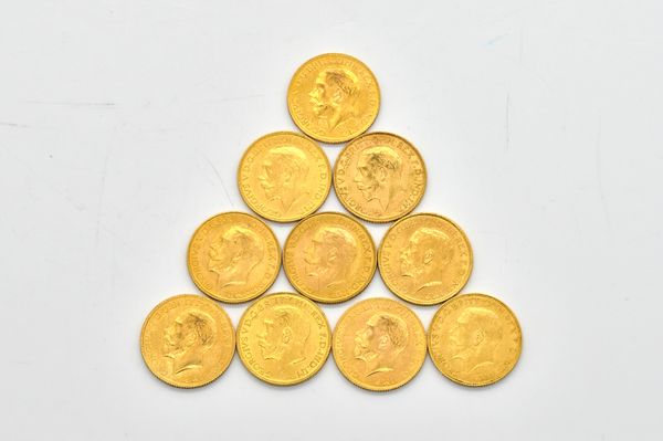 TEN GEORGE V SOVEREIGNS VARIOUS DATES  (10)