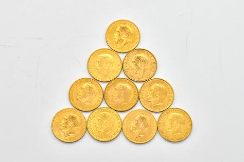 TEN GEORGE V SOVEREIGNS VARIOUS DATES  (10)