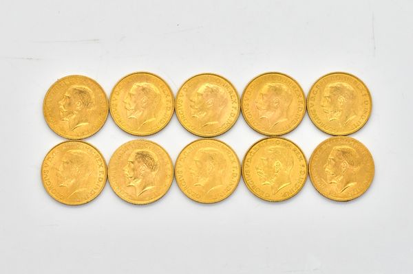 TEN GEORGE V SOVEREIGNS VARIOUS DATES  (10)