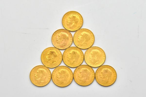 TEN GEORGE V SOVEREIGNS VARIOUS DATES  (10)