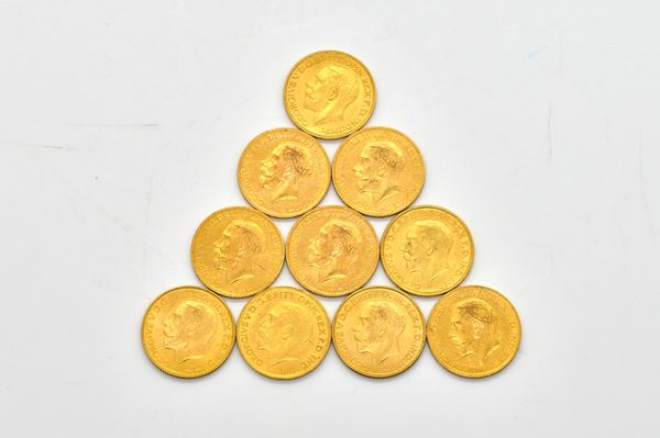 TEN GEORGE V SOVEREIGNS VARIOUS DATES  (10)