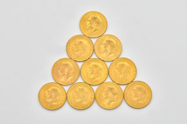 TEN GEORGE V SOVEREIGNS VARIOUS DATES (10)