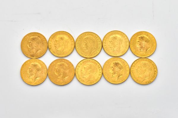 TEN GEORGE V SOVEREIGNS VARIOUS DATES  (10)