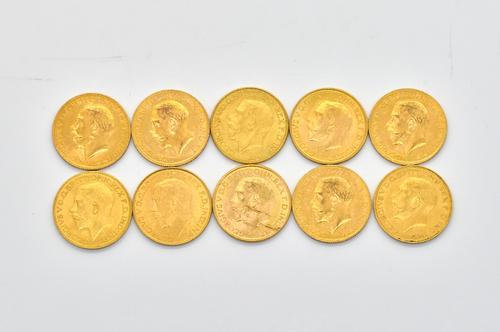 TEN GEORGE V SOVEREIGNS VARIOUS DATES  (10)