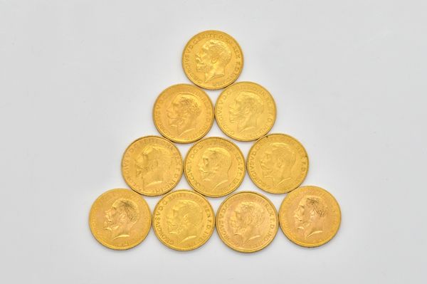 TEN GEORGE V SOVEREIGNS VARIOUS DATES (10)