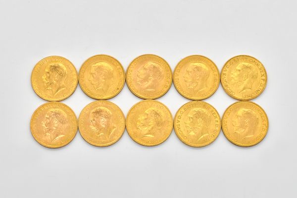 TEN GEORGE V SOVEREIGNS VARIOUS DATES  (10)