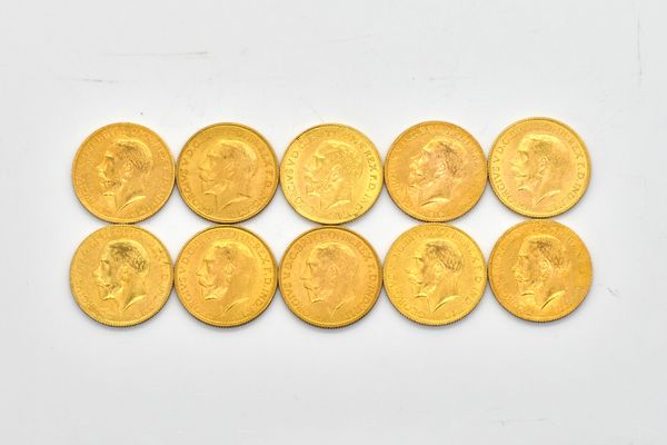 TEN GEORGE V SOVEREIGNS VARIOUS DATES  (10)