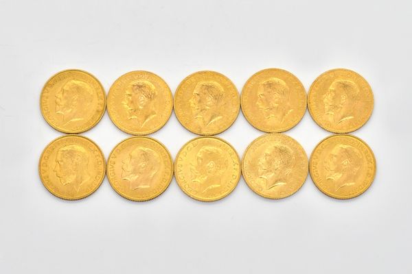 TEN GEORGE V SOVEREIGNS VARIOUS DATES (10)