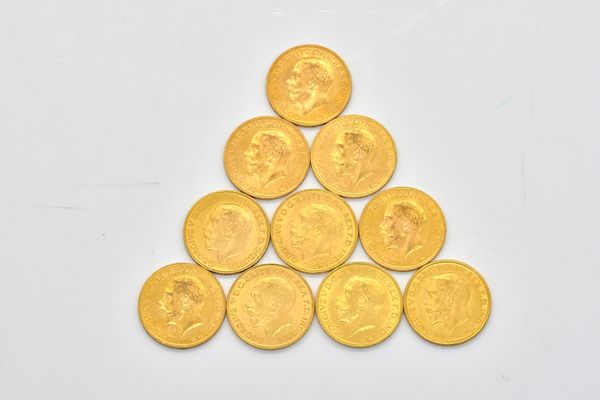 TEN GEORGE V SOVEREIGNS VARIOUS DATES (10)