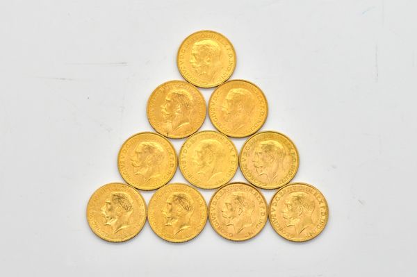 TEN GEORGE V SOVEREIGNS VARIOUS DATES (10)