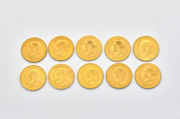 TEN GEORGE V SOVEREIGNS VARIOUS DATES (10)